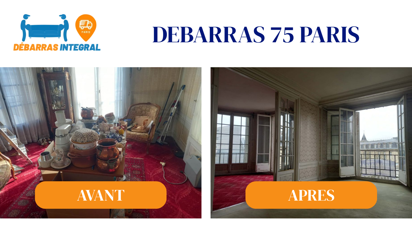 Avant/après débarras Paris 75. Images avant et après le débarras à Paris 75
